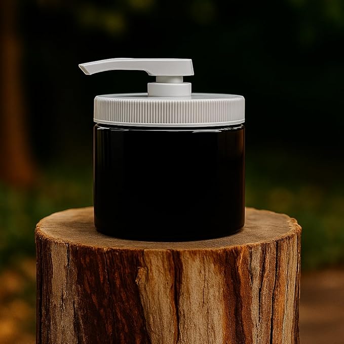 Royal Massage 16oz Refillable Pump Jar with Locking Dip Tube Dispenser – BPA-Free Plastic Container for Massage Oils, Lotions, Creams – Ribbed Lid Wide-Mouth Jar – Durable & Reusable (Black/White, 1)