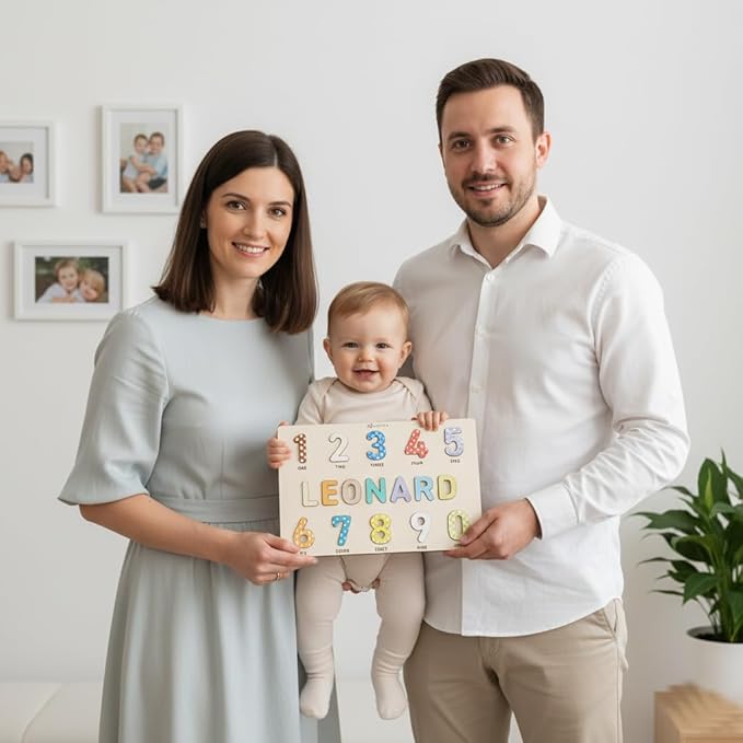 Personalized Wooden Name Puzzle for Kids Personalized Baby Name Puzzle for Toddlers Personalized Baby Gifts First Birthday Gift Wooden Puzzles Custom Toddler Learning