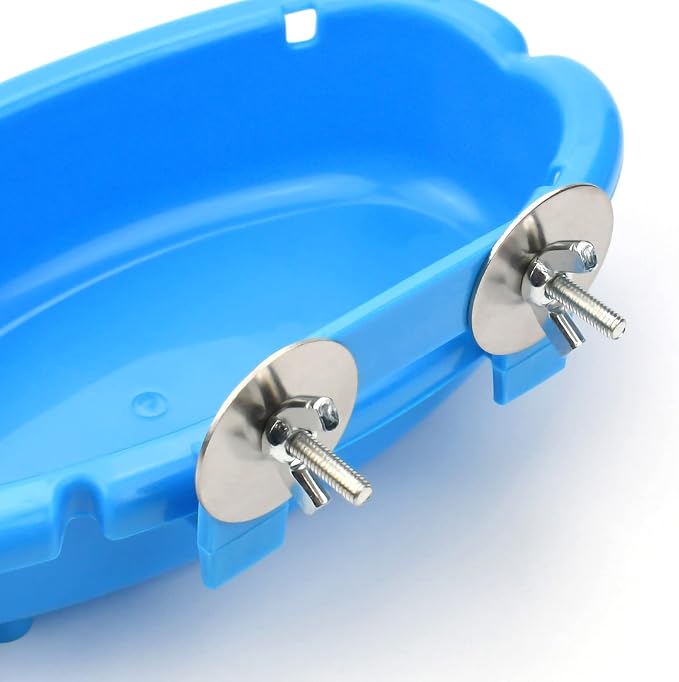Mygeromon Bird Bath for Cage Parakeet Bathtub Budgie Shower Tub Indoor | Small Parrot Accessories, Hanging, Blue