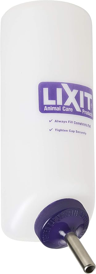 Lixit Wide Mouth BPA-Free Cage Water Bottles for Rabbits, Ferrets, Guinea Pigs, Rats, Chinchillas, Hamsters, Mice, Hedgehogs, Gerbils and Other Small Animals. (Translucent, 32 Ounce)