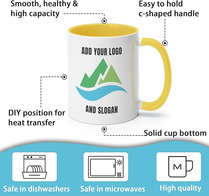 Custom Mug - Personalized Coffee Mug with Image, Logo, or Text | Custom Photo Cup | Customized 11 Oz Ceramic Tea Cup Taza Personalizadas Custom Gifts for Men & Women