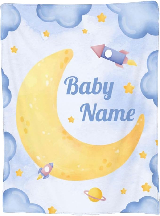 Personalized Baby Blankets for Girls Boys, Custom Baby Blanket with Name, Customized Baby Blanket Gifts for Kids Newborn for Birthday Christmas