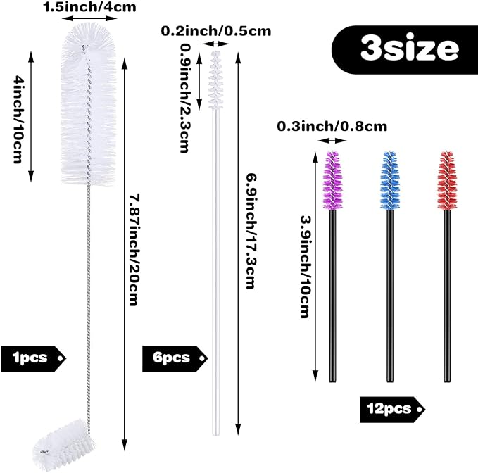 Hummingbird Feeder Cleaning Brush 19 Pieces 3 Size Mini Nylon Double Headed 2 in 1 Hummingbird Brush Hard to Reach Places Tiny Cleaning Kit(White)