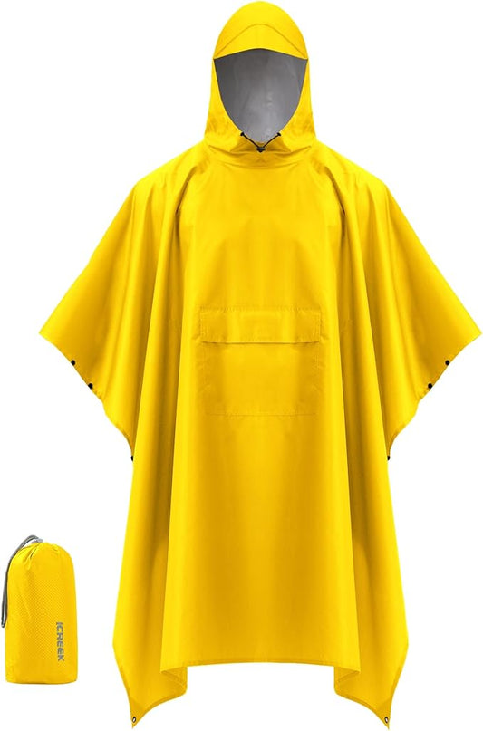 iCreek Hooded Rain Poncho Packable Unisex Raincoat Jacket with Pocket Waterproof Lightweight for Hiking, Camping, Outdoor