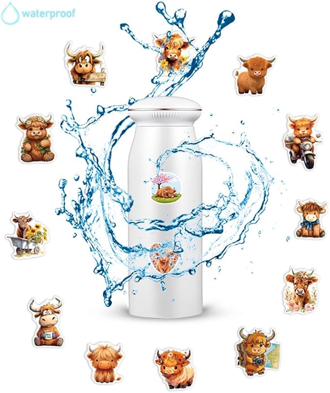 50Pcs Yak Stickers, Cute Cattle Stickers for Kids Teens, Vinyl Cartoon Highland Cow Sticker for Water Bottle Laptop Scrapbook Decor Incentive School Classroom Rewards Gift Party Favor Supplies
