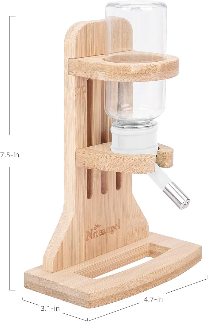 Niteangel Hamster Water Bottle with Stand: 4oz/120ml Capacity & Leak-Proof | Adjustable Height - Far Away Cage Mess & Wet Bedding Water Dispenser for Syrian Dwarf Hamster Gerbils Mice Rat Or Small Pets