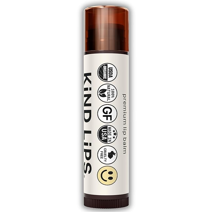 Kind Lips Organic Georgia Peach Lip Balm 3-Pack – Naturally Sweet, Moisturizing Lip Care for Dry Lips • 100% Natural, Clean, Gluten-Free, Grain-Free • Made in USA • Everyday Value chapstick Set