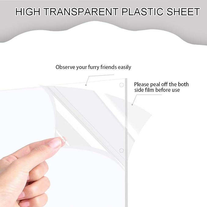 Pet Cage Liner Protection, Rabbit Cage Plastic Panels, 12 PCS Cage Urine Guard for Rabbit, Guinea Pig, Hamster, Hedgehog, Chinchilla, Ferret, Bunny - Transparent, 11.8"x7.9"