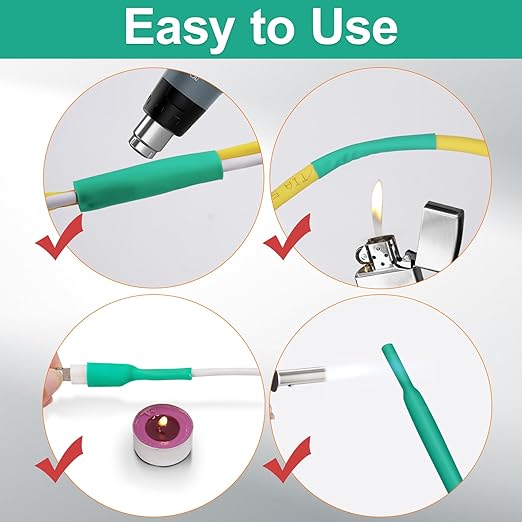 ASHINER Green Heat Shrink Tubing Kit - 580Pcs EVA Material in 11 Sizes - Ideal for Electrical Insulation, Repairs, and Wire Connectors with User-Friendly Design and Storage Case