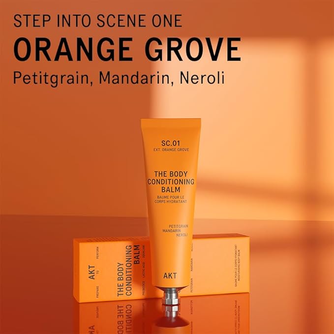 Akt The Body Conditioning Balm 3.4 Fl Oz, Firming Cream, Hydrating Body Balm with Olive Squalane & Lactic Acid, Vegan Moisturizer, Plastic Free, Sc.01 Orange Grove, All Genders