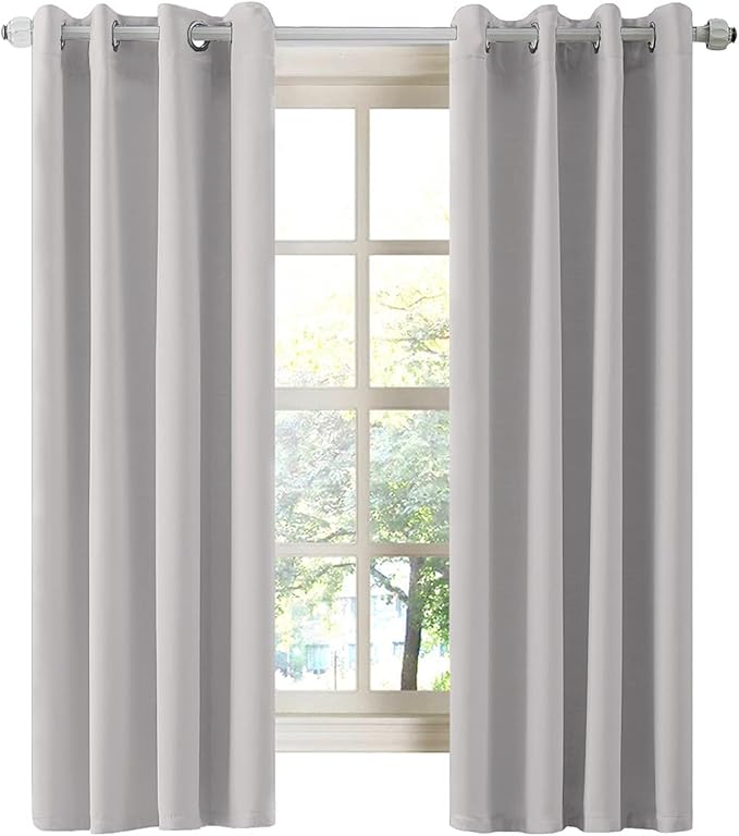 LA PALMA Thermal Insulated Blackout Darkening Grommet Living Room Curtains Window Drapes for Bedroom Pack of 2 Panels