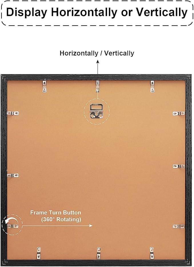 17x17 Collage frame with 9 Openings 4X6 Pictures, Multiple Picture Frame with Mat, Wall or Tabletop Decor, Black Wood Grain,2 Pack