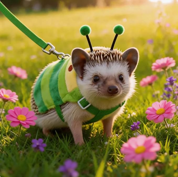 Hedgehog Leash and Harness with Carrying Bag Travel Clothes Accessories Harness Leash for Hamster Clothes for Ferret Guinea Pig Small Animal Accessories Guinea Pig Outfits