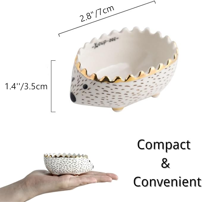 Hedgehog Bowl - Ceramic Small Animal Food Bowl Water Dish Feeder Chew Resistant Prevent Tipping for Hedgehog Hamster Sugar Glider Rat Gerbil Mice Small Animal Cage Accessories (Hedgehog Shape)