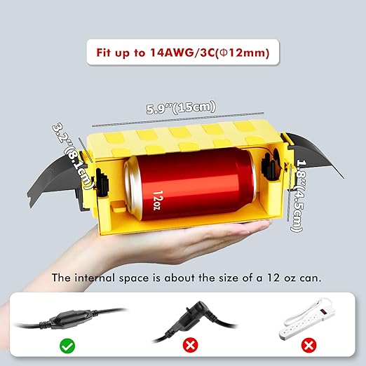 Flemoon [2 Pack] IP55 Small Outdoor Electrical Box Waterproof (Inner 5.9 x 3.2 x 1.8inch), Extension Cord Cover with Detachable Awning Covers for Plug, Outlet, Holiday Lights, Yellow
