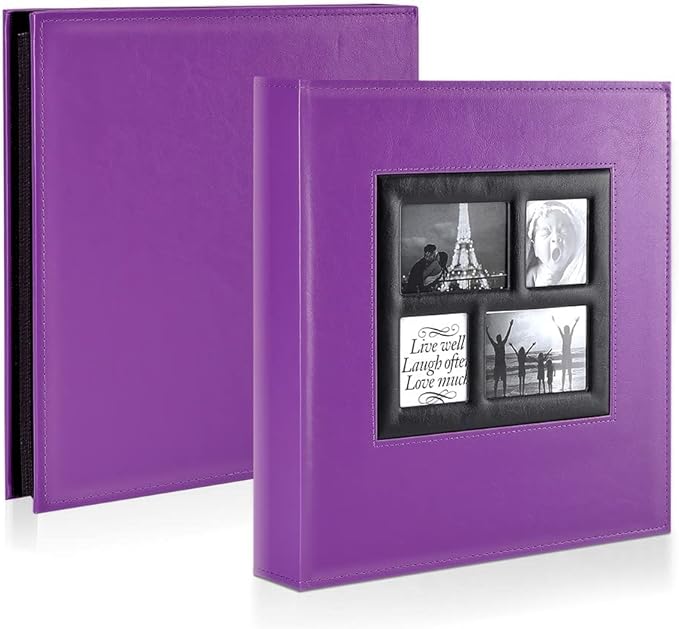 Ywlake Photo Album 4x6 600 Pockets Photos, Extra Large Capacity Family Wedding Picture Albums Holds 600 Horizontal and Vertical Photos Purple