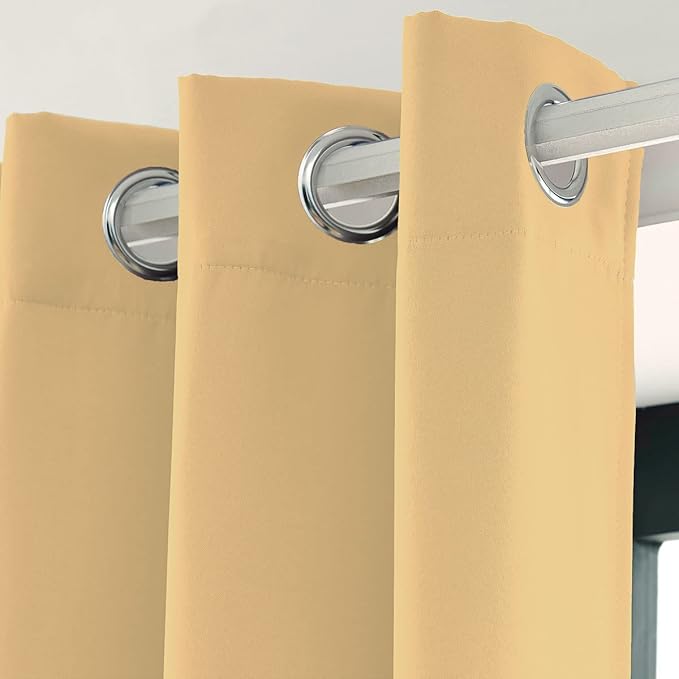 LA PALMA Thermal Insulated Blackout Darkening Grommet Living Room Curtains Window Drapes for Bedroom Pack of 2 Panels