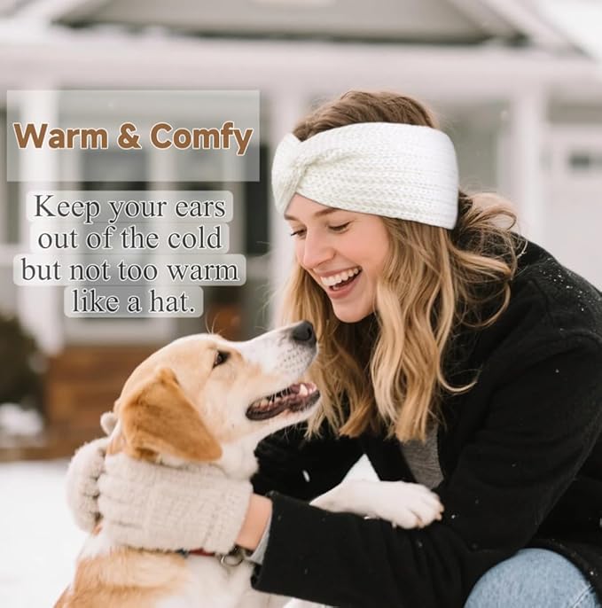 Huachi Winter Headbands for Women Ear Warmers, Warm Headbands for Women Winter Accessories, Cold Weather Headband Chunky Knit Head Bands Ear Warmers 5PCS