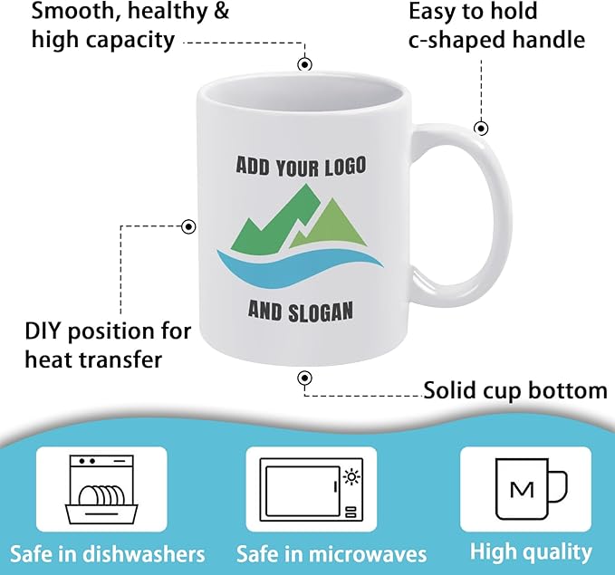 Custom Mug - Personalized Coffee Mug with Image, Logo, or Text | Custom Photo Cup | Customized 11 Oz Ceramic Tea Cup Taza Personalizadas Custom Gifts for Men & Women