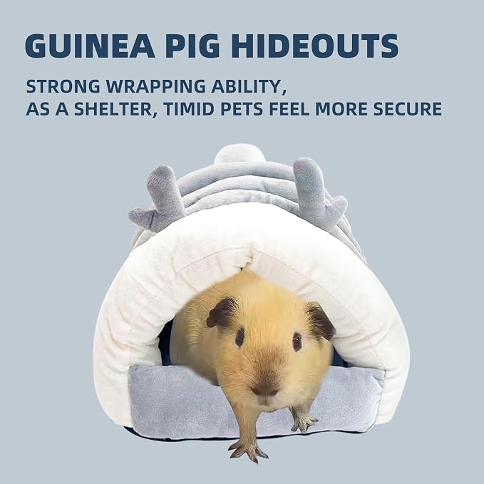 Guinea Pig Hideout, Warm Bed for Guinea Pig,Rabbits, Chinchillas, Guinea Pig Bed, Cozy Small Animal Winter Shelter (Gray, Small)