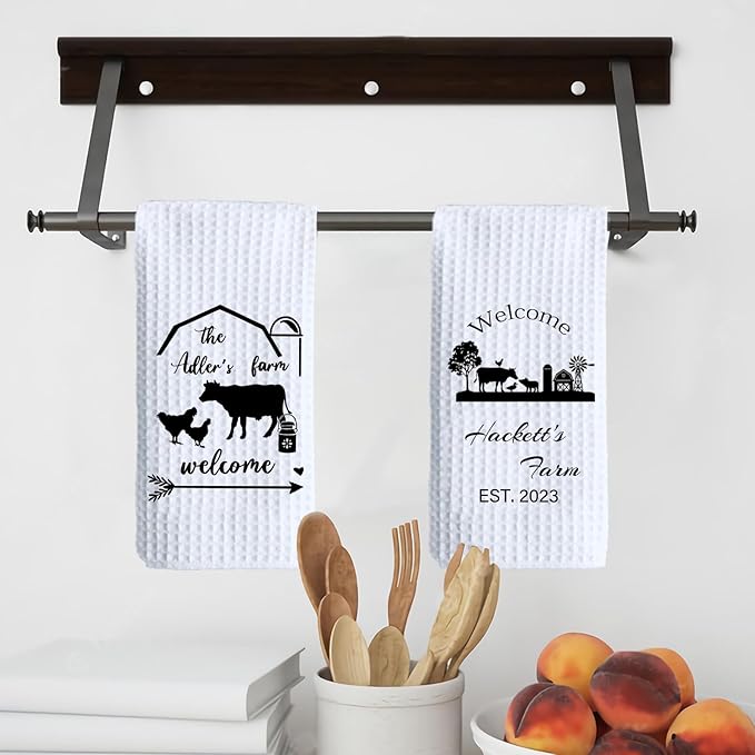 ubmpj Personalized Kitchen Towel Custom Waffle Weave Towel Gift for Housewarming Wedding Friend Birthday