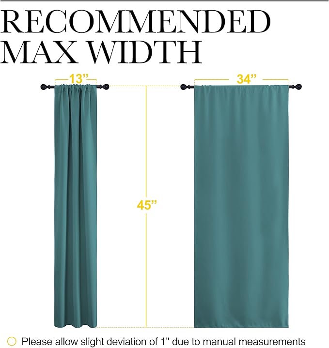 NICETOWN Kitchen Curtains, Privacy & Light Block Out Window Curtains & Drapes for Loft, Cupboard, Cafe (Sea Teal, 34 in x 45 in (W x L), 2 Panels)