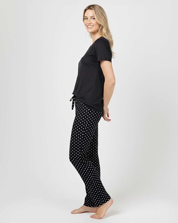 Real Essentials 2 Pack: Women's Comfy Pajama Sets - Short & Long Sleeve Ladies Loungewear Sleepwear PJs (Available In Plus)