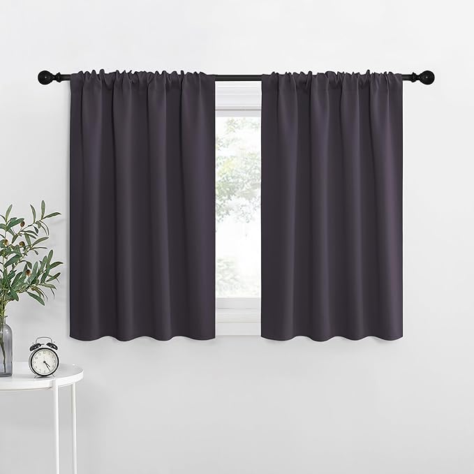 NICETOWN RV Blackout Curtains for Camper Windows, Greyish Purple, 29" Wide by 50" Long, 2 PCs, Short Blackout Curtains & Drapes, Thermal Insulated Blackout Curtain Panels for Kids Room, Play Room