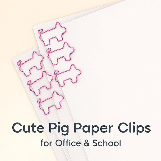 Cute Pink Pig Paper Clips Bookmarks 60 Pcs, Pig Gifts | Decorative Office Supplies and Desk Accessories, Cute Pig Gifts for Women, Teachers, Students and Pig Lovers