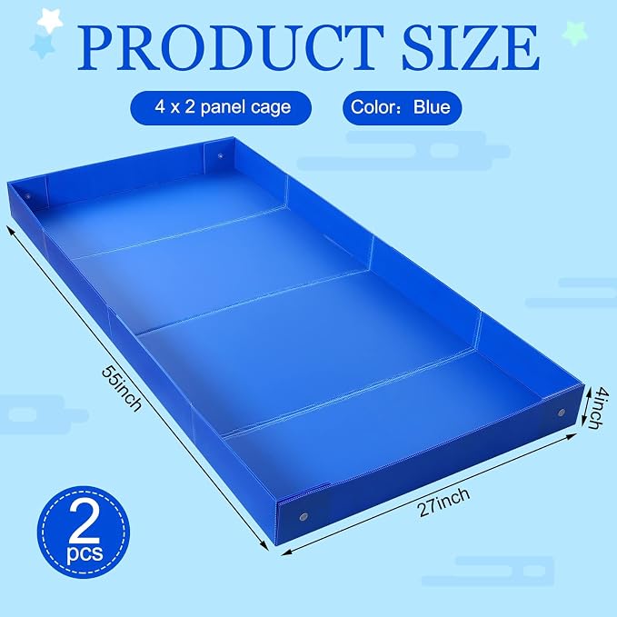 Thyle 2 Pcs Guinea Pig Cage Liner Corrugated Plastic Cage Liner Base 2 x 4 Panel Size 55" L x 27" w Guinea Pig Cages Bottom for Small Animals Hedgehogs Rabbits Cages Tray Blue