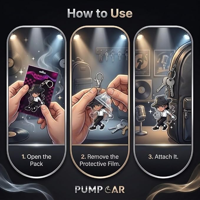 PumpCar Acrylic Keychain Double-Sided Charm Key Ring with Metal Clip Backpack Charm Bag and Car Key Accessory Collectible