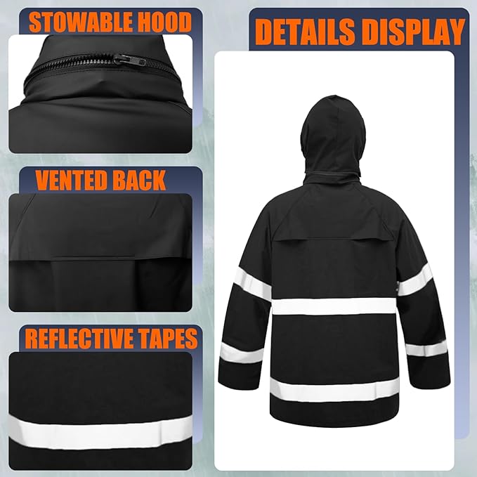 RainRider Rain Suits for Men Waterproof Rain Jacket Coat Pants Heavy Duty Women Fishing Rain Gear Workwear