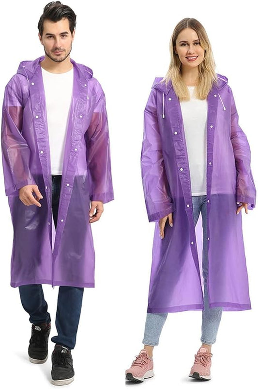 Opret 2 Pack Raincoats for Adults Reusable, EVA Rain Ponchos Lightweight Rain Coat Waterproof Rain Gear for Men and Women