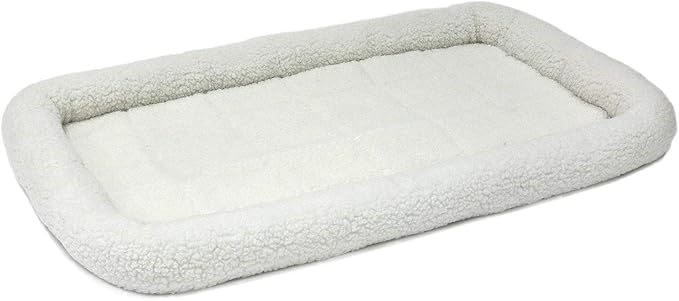 MidWest Homes for Pets QuietTime Dog Bed - White Fleece Bolster, Ultra-Soft and Machine Washable, Fits 48-Inch Crates and Carriers, for Extra-Large Breed Dogs