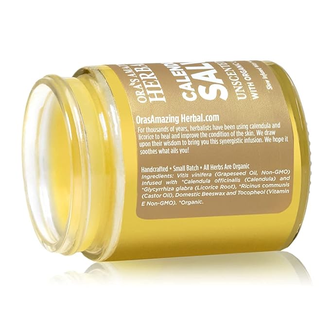 Calendula Salve, Calendula Cream, Drawing Salve, Calendula Ointment, Ora's Amazing Herbal, Coconut Free Salve made with Organic Calendula and Licorice Root, 1 oz