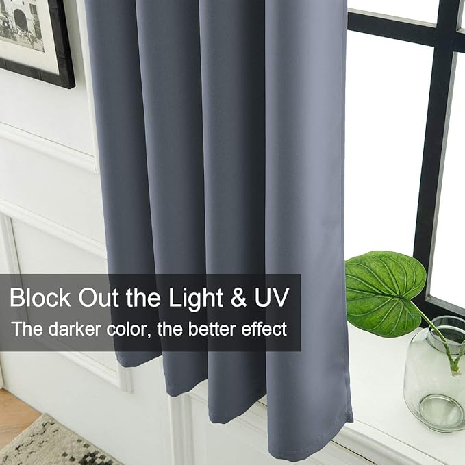 LA PALMA Thermal Insulated Blackout Darkening Grommet Living Room Curtains Window Drapes for Bedroom Pack of 2 Panels