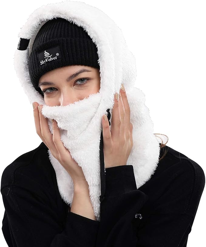 Shy Velvet Balaclava Wind-Resistant Winter Face Mask,Fleece Ski Mask for Men and Women,Warm Face Cover Hat Cap Scarf