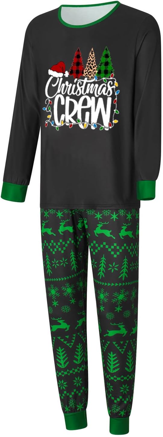 Christmas Family Pajamas Set Matching Holiday Plaid Sleepwear Set Reindeer/Tree Print Loungewear for Xmas Eve