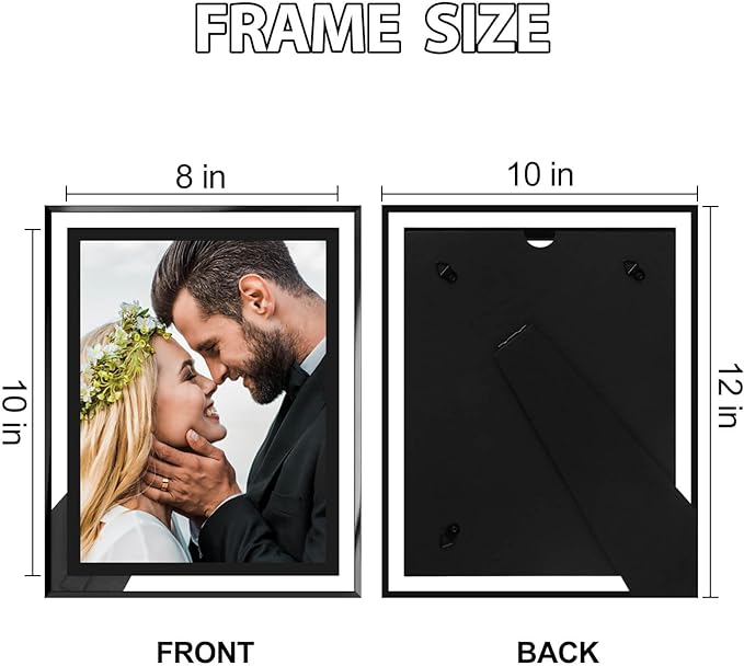 8x10 Picture Frames Black - Set of 4, HD Real Glass 8 by 10 Photo Frame for Tabletop Display, Wedding Birthday Christmas Day Gifts (8 x 10, Black)