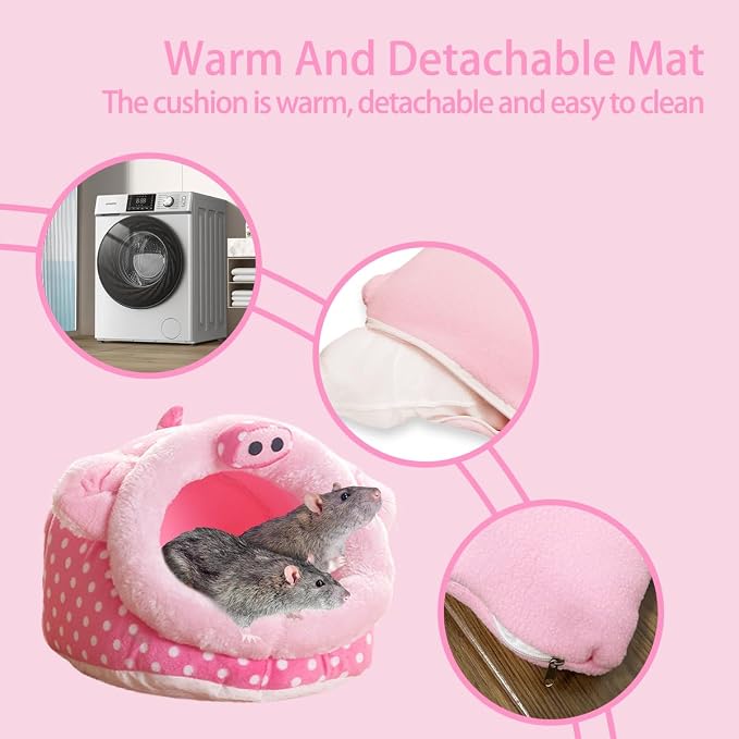 EAEDMY Guinea Pig Bed House & Hideout for Rat Bearded Dragon Hedgehog Ferret to Sleep and Hide, Guinea Pig Cage Accessories Habitat Décor (Large, 3.Pig)