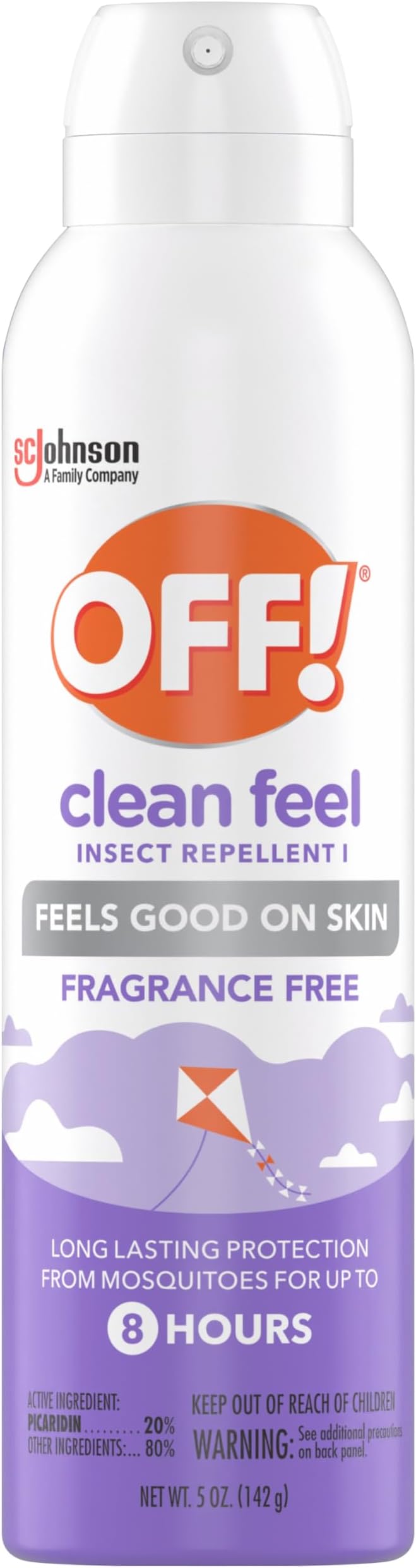 OFF! Clean Feel Insect Repellent Aerosol with 20% Picaridin - Long-Lasting DEET-Free Protection from Mosquitoes, Fragrance-Free Pest Control For Ticks & Flies, Camping, Bug Spray - 5 oz