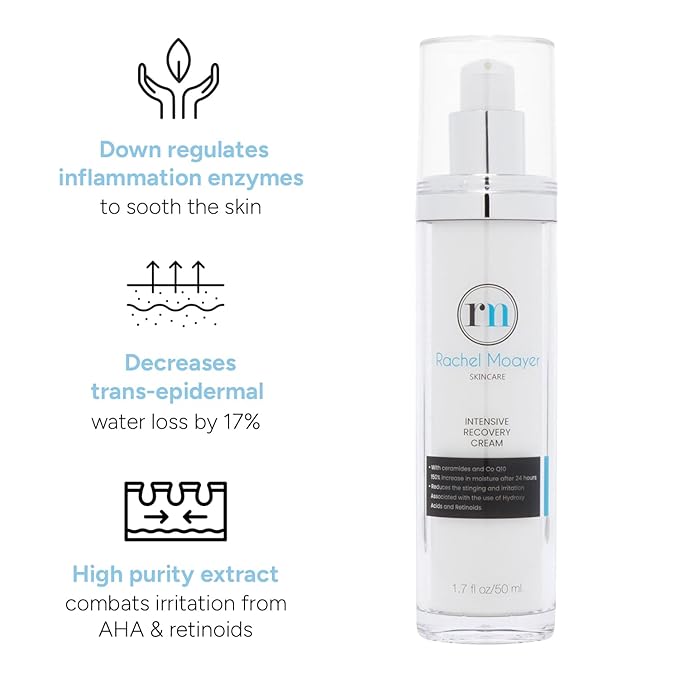 Rachel Moayer Intensive Recovery Cream, Ultra Hydrating Face Cream for Sensitive Skin, Reduces Redness & Irritation from AHAs and Retinoids, Barrier Repair Moisturizer For All Skin Types - 6.7 oz