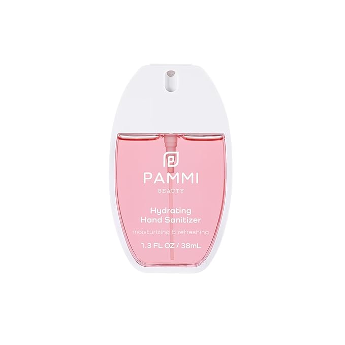 PAMMI Power Mist Hydrating Hand Sanitizer Spray, Portable Travel Size Pocket Hand Sanitizer, Scented Handsanitizer Mini Spray For Car - 600 Sprays (2 Packs (Guava and White Peach))