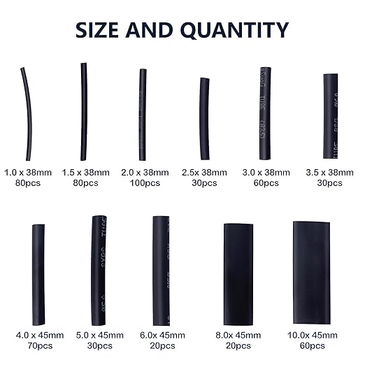 ASHINER Black Heat Shrink Tubing Kit - 580Pcs EVA Material in 11 Sizes - Ideal for Electrical Insulation, Repairs, and Wire Connectors with User-Friendly Design and Storage Case
