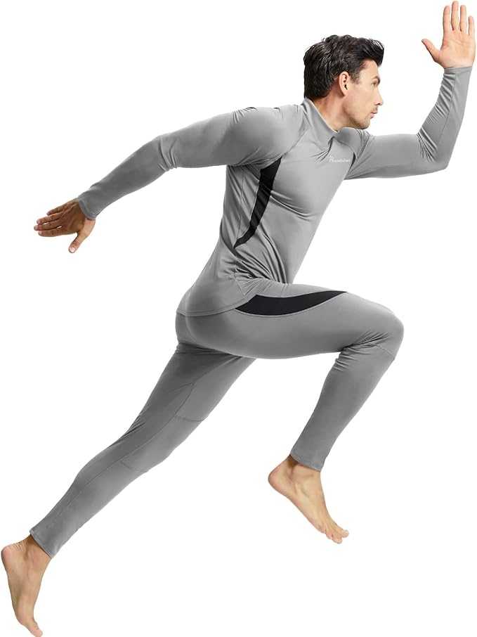 romision 2 Pack Thermal Underwear for Men Long Johns Fleece Lined Hunting Gear Bottom Top Set Base Layer Cold Weather XS-4XL