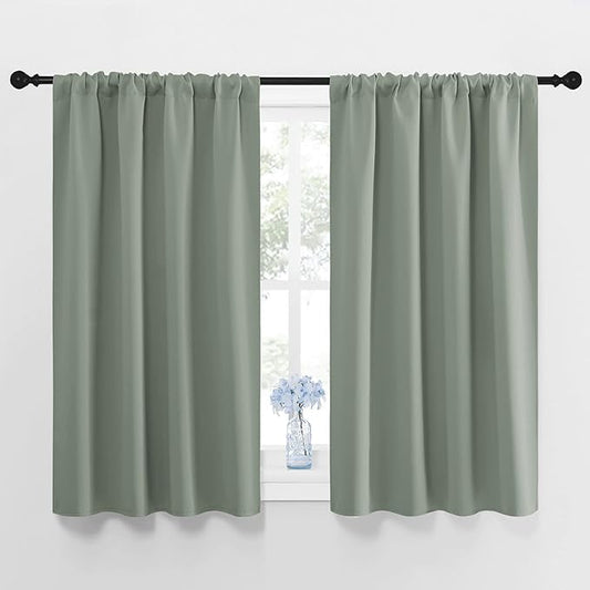 NICETOWN Window Curtains Blackout Drapes - Thermal Insulated Solid Rod Pocket Blackout Curtains/Draperies for Living Room (Sage Green, 1 Pair, 42 by 48-Inch)