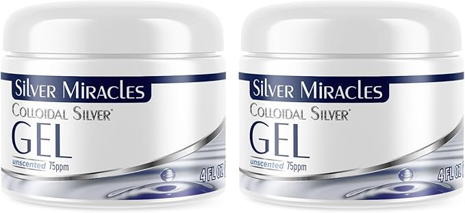 Silver Miracles Colloidal Silver Gel - Nano Silver Gel Wound Care - Healing Ointment for Burns & Irritated Skin - 4 Oz Unscented - Two Pack