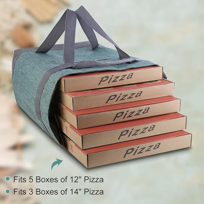 mosago Insulated Food Delivery Bag, 4-Layer Thermal Cooler Bag for Travel & Picnic, Large 39L Grocery Tote for Women/Men, Leak-Resistant Commercial Catering Bag for Pizza & Hot/Cold Food, Green