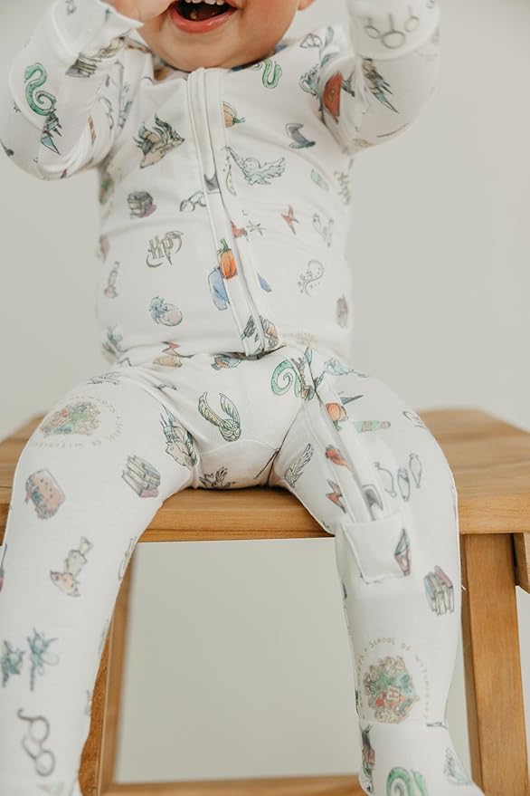 Copper Pearl Zip-Up Footie Baby Pajamas: Ultra-Soft Boys & Girls Pajamas, Premium Knit Fabric in Stylish Prints, Tag-Free with Two-Way Zipper, Sized Newborn to 24 Months, Wizarding World