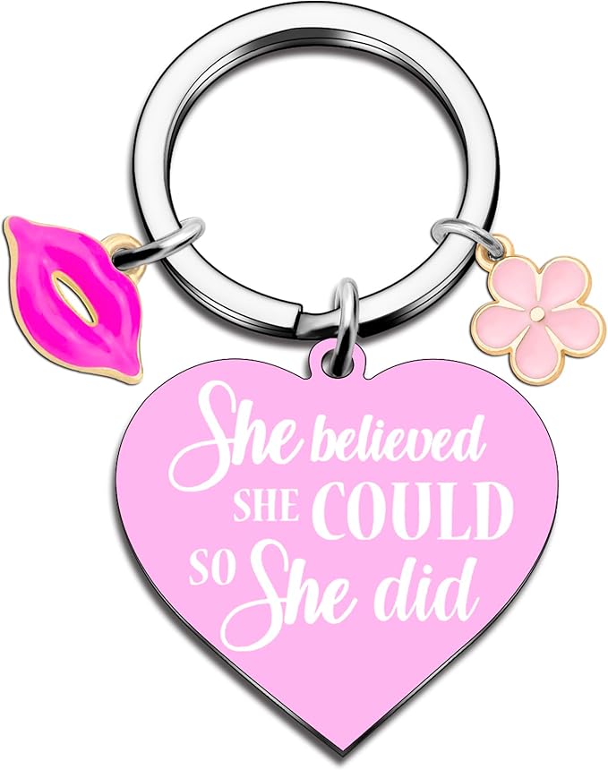 OEHEDOU Womens Girls Pink Keychain Inspirational Gifts For Women Teen Girls Daughter Trending Items Lovely Teen Girl Gifts